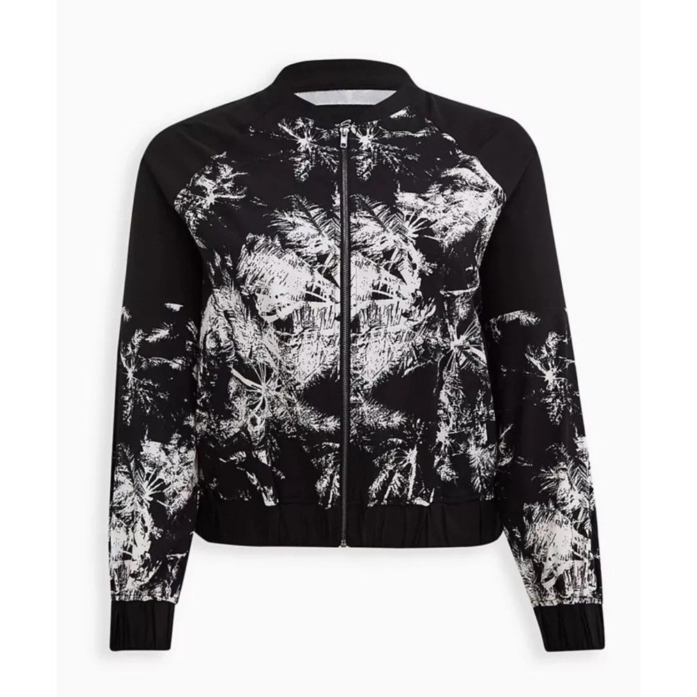 NWT Women's Torrid Lovesick Color Block‎ Bomber Jacket Palms Black 00 M/L 10